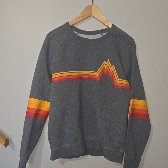 Aviator Nation Tops - Aviator Nation Charcoal Crewneck with Vibrant Stripes
